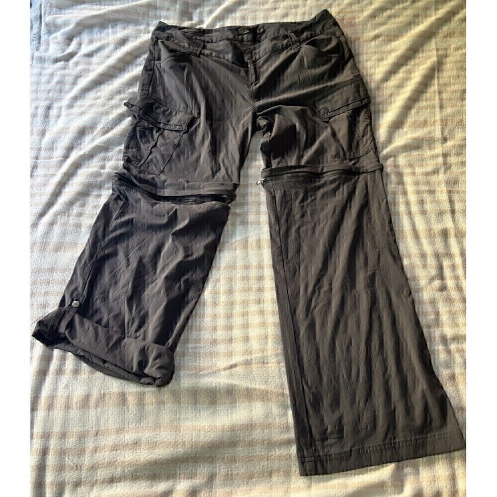 Prana Convertible Zip Off Outdoor Activewear Hiking Pants Womens 14 Gray shorts